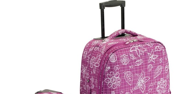Set dvoch fialových látkových kufrov s potlačou Valisa