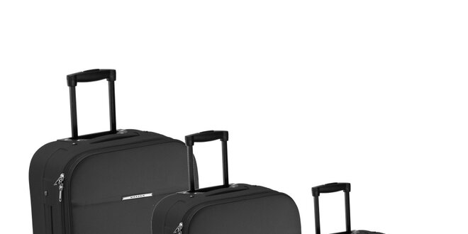 Set troch šedých látkových kufrov na koliečkach Valisa