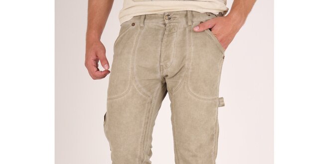 Pánske béžové ošúchané nohavice Pepe Jeans
