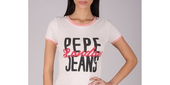 Dámske biele tričko Pepe Jeans s potlačou