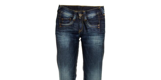 Dámske modré džínsy so šisovaním Pepe Jeans