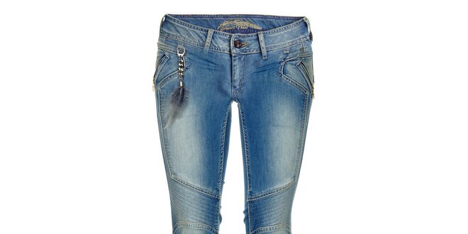 Dámske modré skinny džínsy s retiazkou a pierkom Pepe Jeans