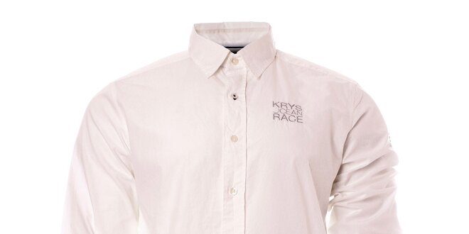 Pánska biela košeľa s dlhým rukávom a logom TBS