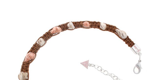 Dámsky textilný náhrdelník Guess s perleťovými lastúrkami