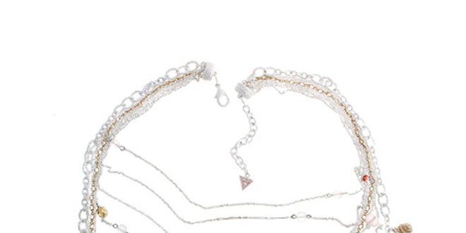 Dámsky oceľový náhrdelník Guess s lastúrami a retiazkami