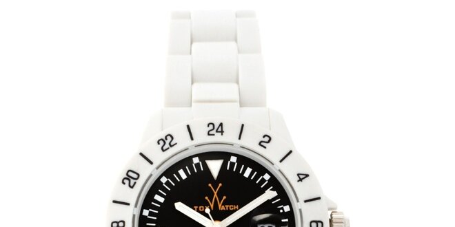 Čierno-biele analógové hodinky Toy
