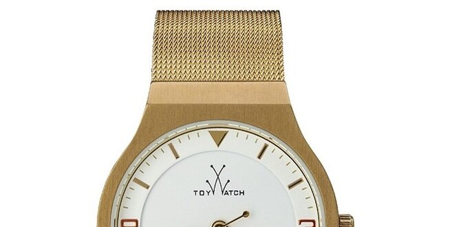 Zlaté analógové hodinky Toy s červenými detailmi
