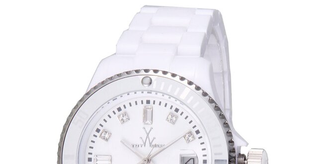 Dámske biele plastové hodinky Toy s kryštálmi Swarovski Elements