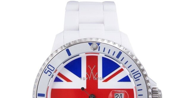 Biele hodinky Toy s motívom anglickej vlajky