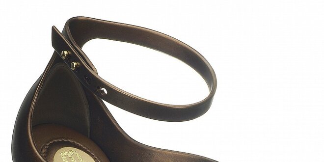 Dámske tmavo hnedé metalické sandále Melissa