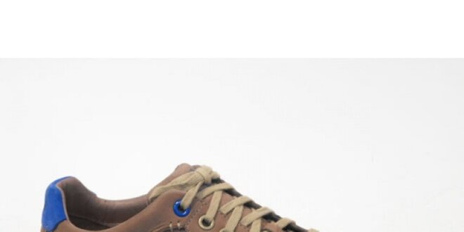 Pánske svetlo hnedé topánky s modrými detailmi Timberland