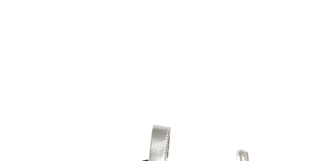 Dámske strieborné šľapky Lise Lindvig s fialovou stielkou