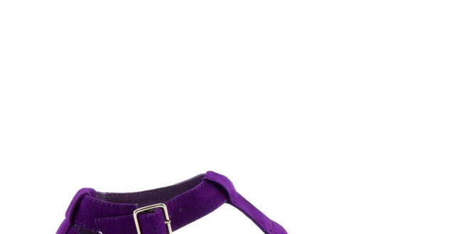 Dámske purpurové semišové sandále Lise Lindvig s indiánskými strapcami
