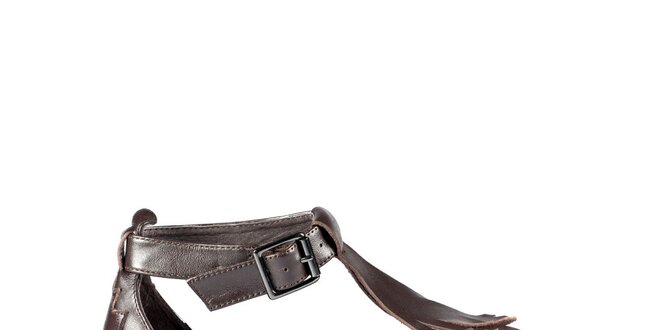 Dámske tmavo hnedé kožené sandále Lise Lindvig