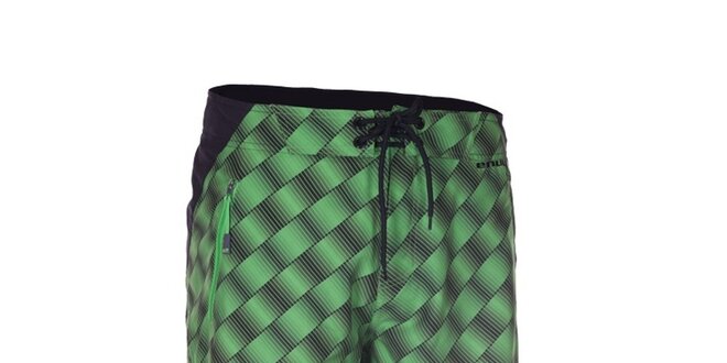 Pánske zeleno-čierne potlačené šortky Envy