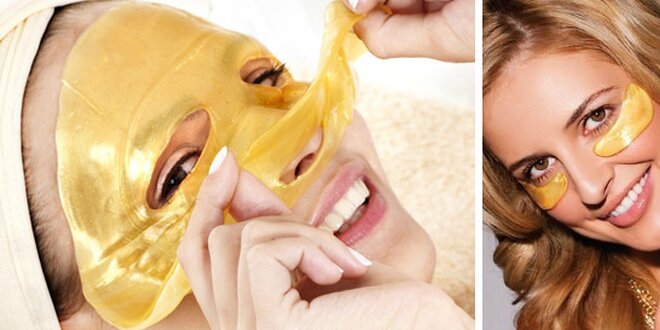 Luxusná kolagénová 24-karátová zlatá maska na tvár + 2 páry kolagénovej masky na oči