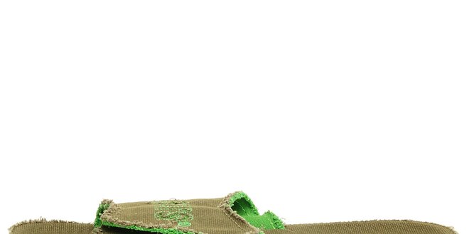 Pánske khaki šľapky Levis so zelenými detailmi