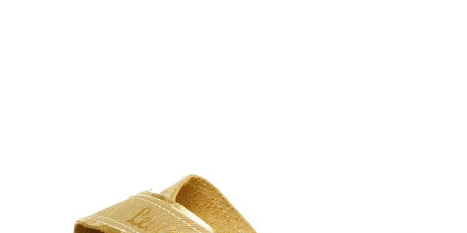 Dámske béžové textilné šľapky Levis so zlatým lemom