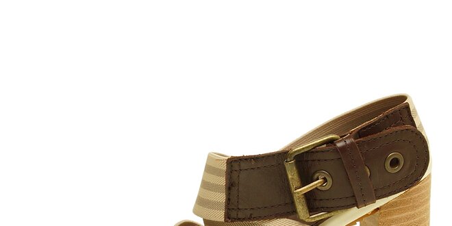 Dámske hnedo-béžové sandálky na vysokom podpätku Levis
