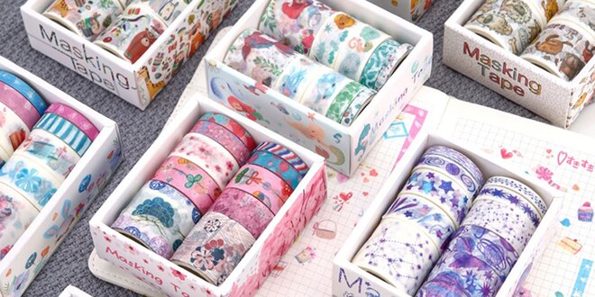 Dekoratívne washi pásky: 10 ks v rôznych šírkach
