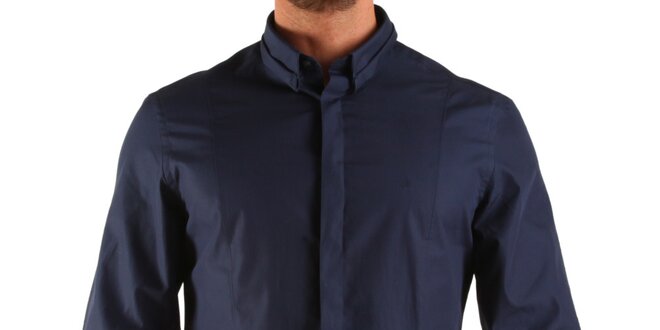 Pánska tmavo modrá košeľa s dlhým rukávom Calvin Klein