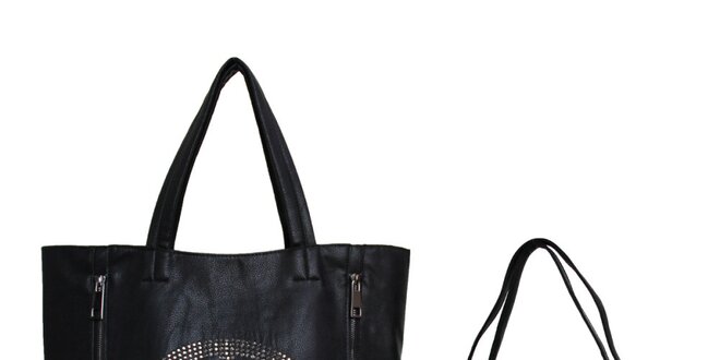 Dámska čierna kabelka s mierovým symbolom a malou taštičkou London Fashion
