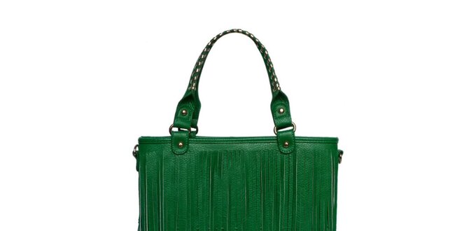 Dámska zelená kabelka so strapcami London Fashion