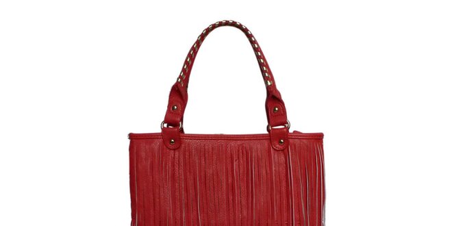 Dámska červená kabelka so strapcami London Fashion