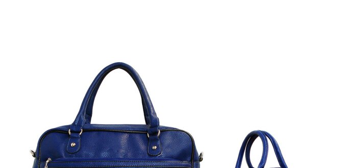 Dámska modrá kabelka s čiernym lemovaním London Fashion