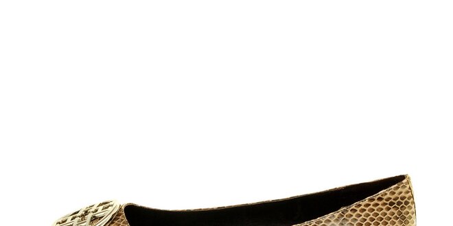 Dámske hnedé pásikové sandále s hadím vzorom Hope
