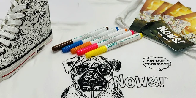 Tenisky či vrecko Nows! a k nim fixky na pomaľovanie