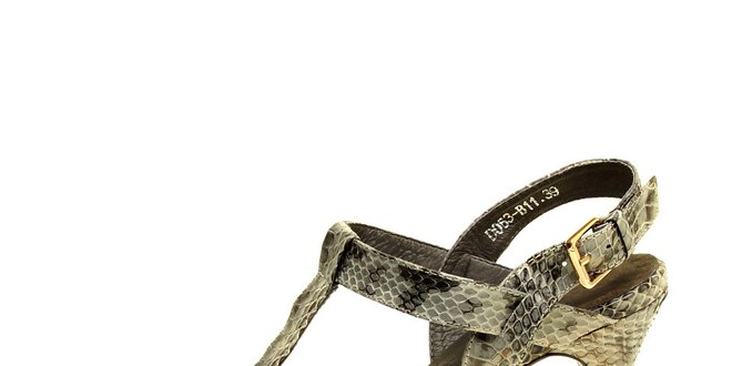 Dámske šedé pásikové sandále s hadím vzorom Hope