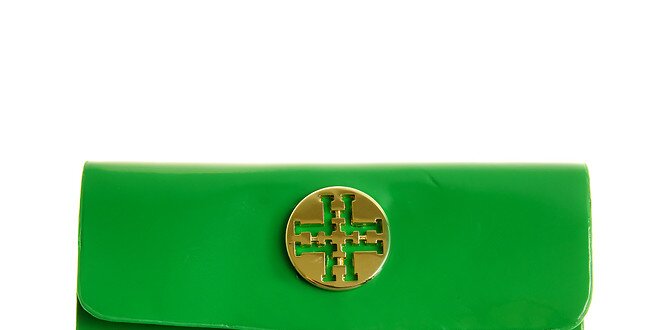 Dámske zelené lakované púzdro na dokumenty so zlatým logom Hope