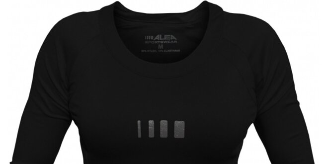 Dámske čierne tričko s 3/4 rukávmi ALEA