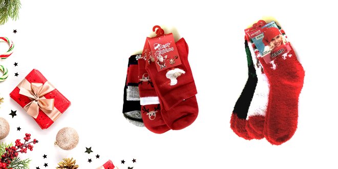 Dámske a detské ponožky s vianočným motívom
