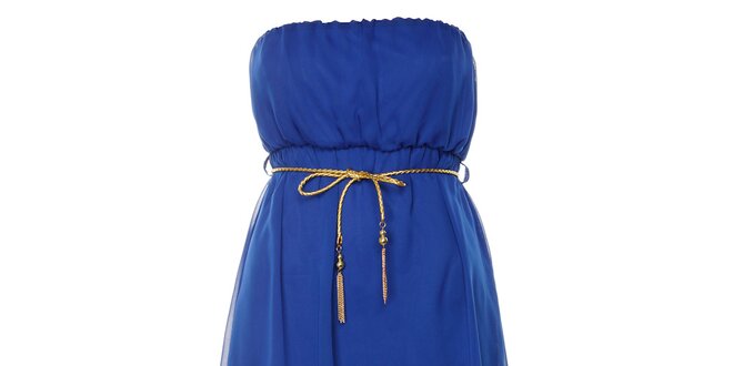 Dámske kráľovsky modré šaty so zlatým páskom Liza Too