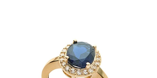 Zlatý prsteň s modrým kamienkom La Mimossa