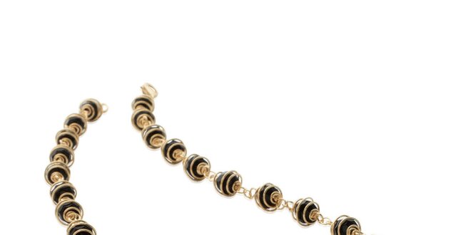 Zlatý náhrdelník s čiernymi kamienkami La Mimossa