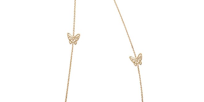 Zlatý náhrdelník s motýľami La Mimossa