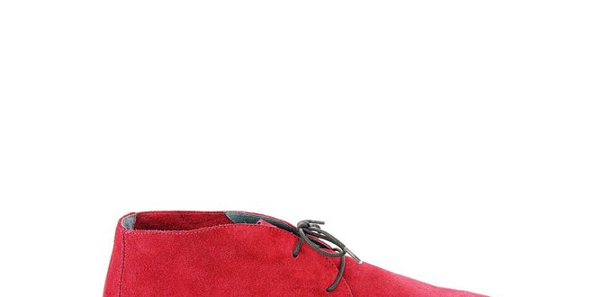 Dámske čerešňovo červené semišové kotníčkové topánky Eye