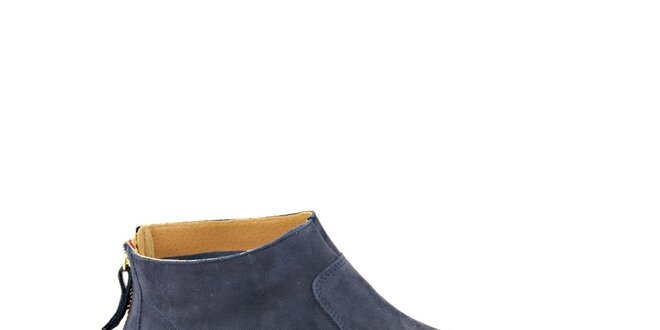 Dámske šedo-modré semišové kotníčkové topánky na zips Eye