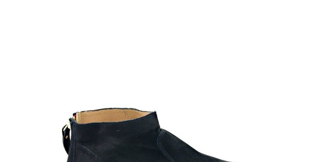 Dámske čierne semišové kotníčkové topánky na zips Eye