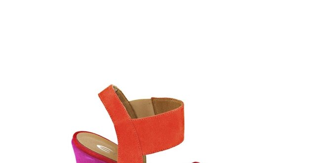 Dámske červeno-fuchsiové sandálky na platforme Eye