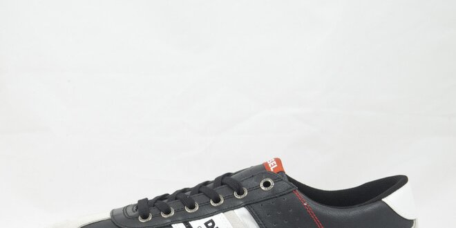 Pánske čierno-biele tenisky s červeným detailom Diesel