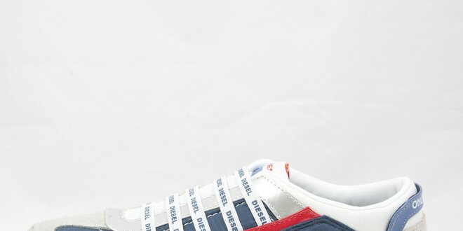Pánske šedo-modré tenisky s červenými detaillmi Diesel