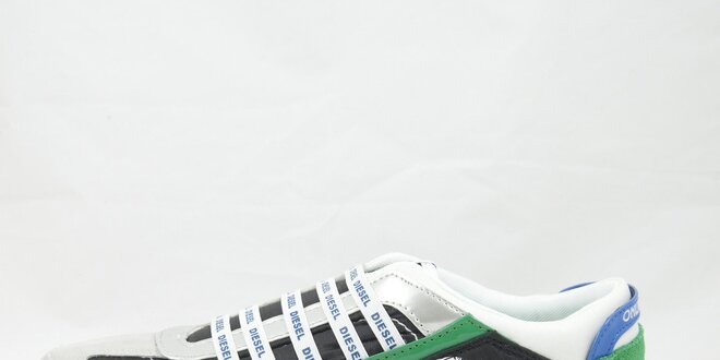 Pánske šedo-zelené tenisky s modrými detailmi Diesel