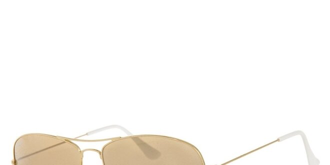 Zlaté slnečné okuliare s béžovo tónovanými sklami Ray-Ban