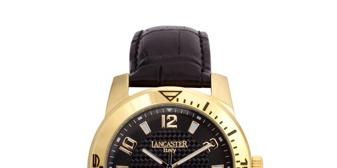 Pánske čierno-zlaté analógové hodinky Lancaster