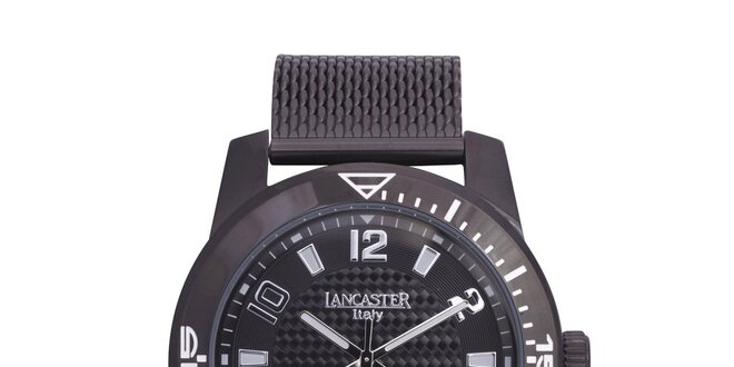 Pánske čierne analógové hodinky z ušľachtilej nerez oceľi Lancaster