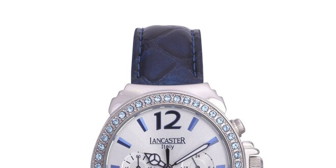 Dámske modro-strieborné analógové hodinky so Swarowski elementmi Lancaster